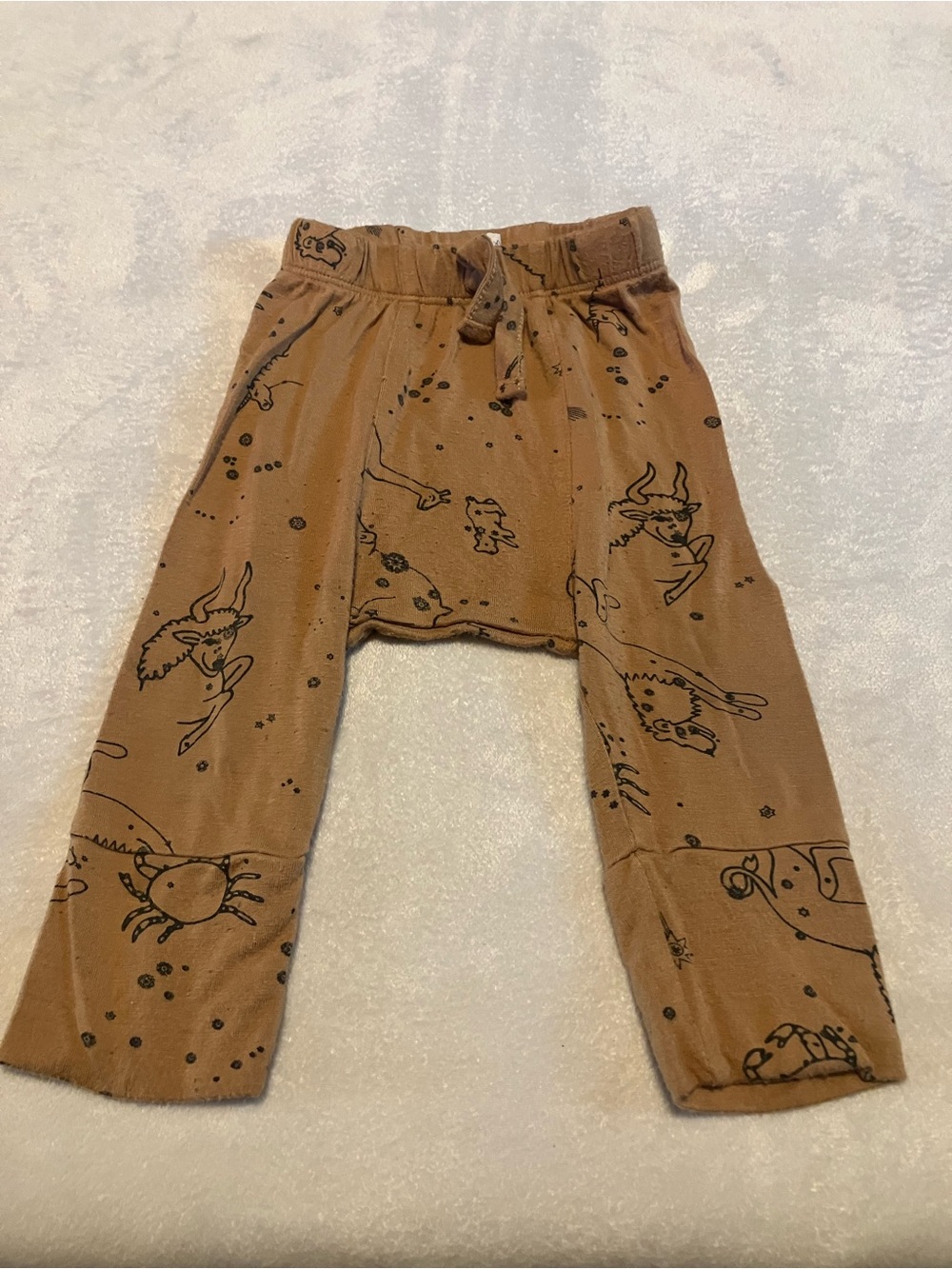 kate quinn Bamboo Brown Constellation Animal Sketch Print Panda Pants